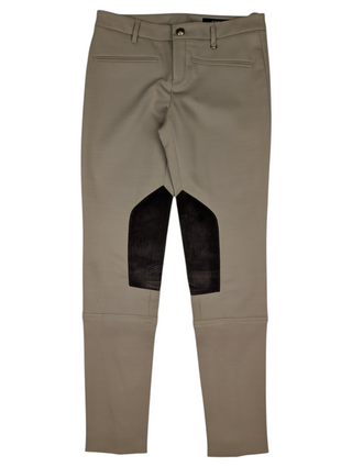 Khaki Equestrian Pants With Suede Patches