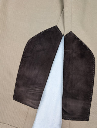 Khaki Equestrian Pants With Suede Patches