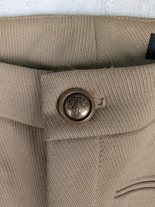 Khaki Equestrian Pants With Suede Patches
