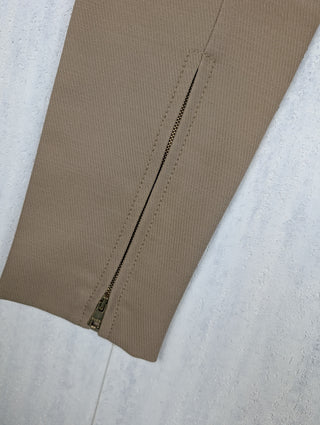 Khaki Equestrian Pants With Suede Patches