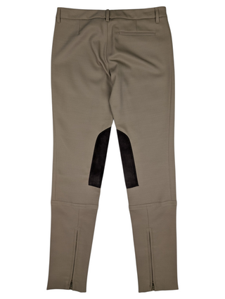 Khaki Equestrian Pants With Suede Patches