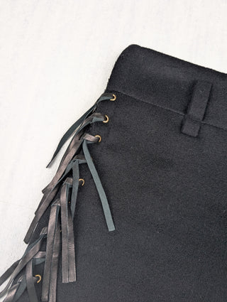 Black Shorts With Fringe Tassel Details