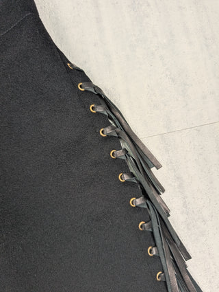 Black Shorts With Fringe Tassel Details