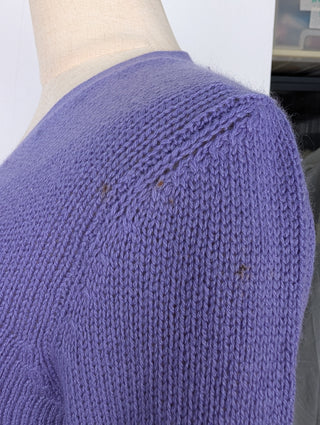 Purple Cashmere Cardigan With Suede Patches