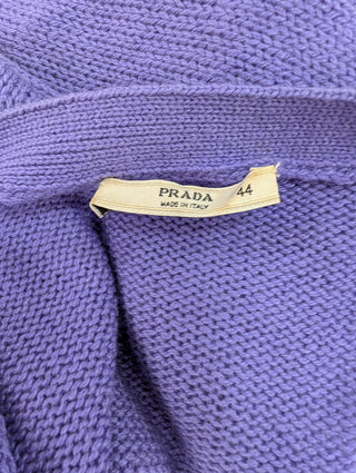 Purple Cashmere Cardigan With Suede Patches