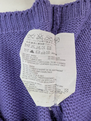 Purple Cashmere Cardigan With Suede Patches