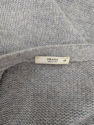 Grey Cashmere Cardigan With Suede Patches