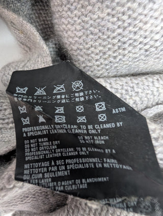 Grey Cashmere Cardigan With Suede Patches