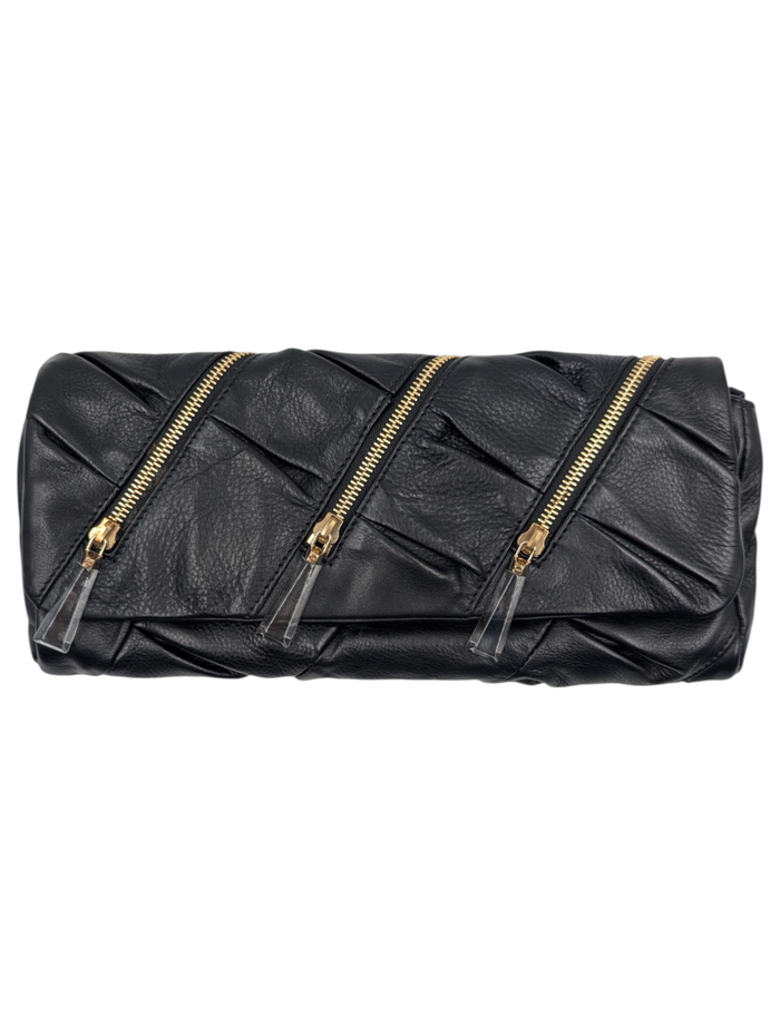 Black Pillow Clutch With Shoulder Strap
