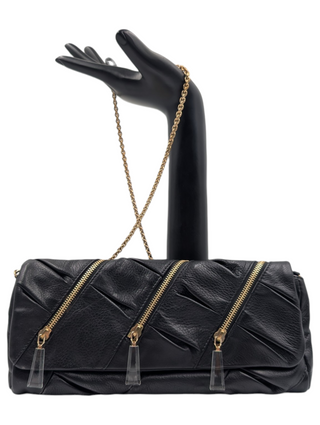 Black Pillow Clutch With Shoulder Strap