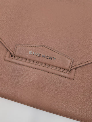 Pink Leather Antigona Envelope Clutch