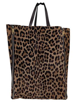 Brown Ponyhair Vertical Gusset Cabas Tote