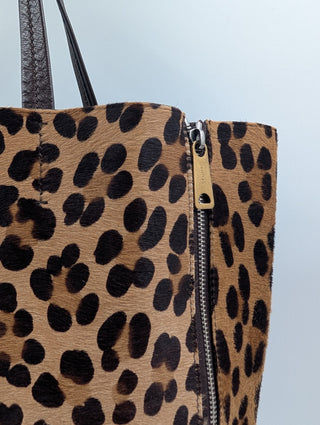 Brown Ponyhair Vertical Gusset Cabas Tote