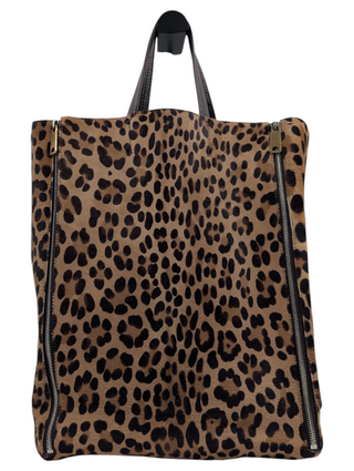 Brown Ponyhair Vertical Gusset Cabas Tote