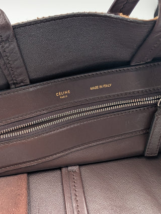 Brown Ponyhair Vertical Gusset Cabas Tote