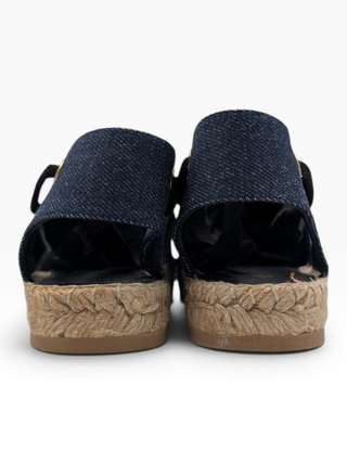 Blue Rv Denim Embroidered Platform Espadrilles