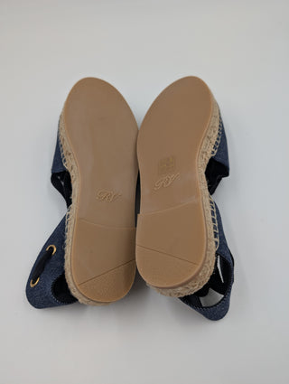 Blue Rv Denim Embroidered Platform Espadrilles