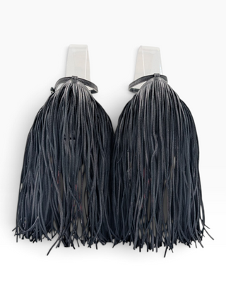 Black Leather Otrot Fringe Ankle-Strap Heels