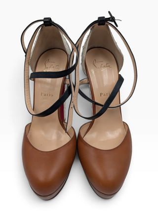 Brown Bianca Platform Heels With Snakeskin Heels