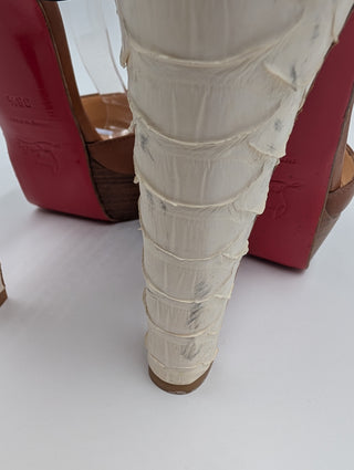 Brown Bianca Platform Heels With Snakeskin Heels