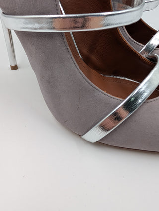 Heather Grey Suede Maureen Curved Strap Heels