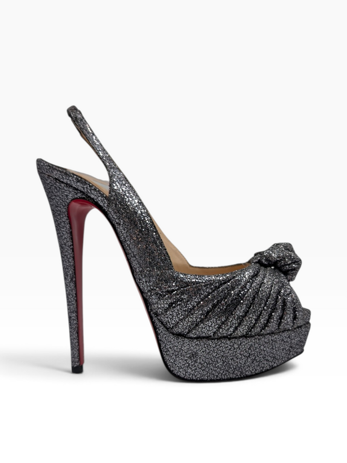 Glittered Jenny Platform Slingback Heels