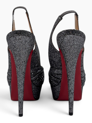 Glittered Jenny Platform Slingback Heels