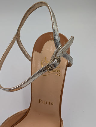 Brown Python Leather Pointed Toe Ankle Strap Heels