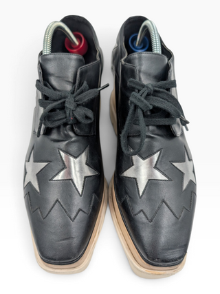Black Elsye Faux Leather Star Sneakers