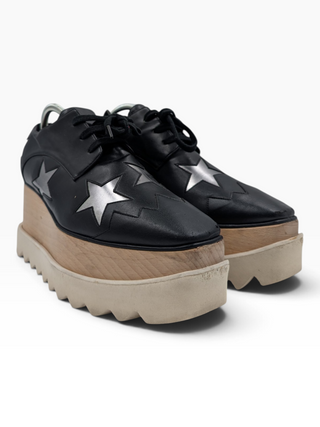 Black Elsye Faux Leather Star Sneakers