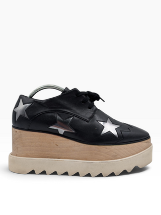 Black Elsye Faux Leather Star Sneakers