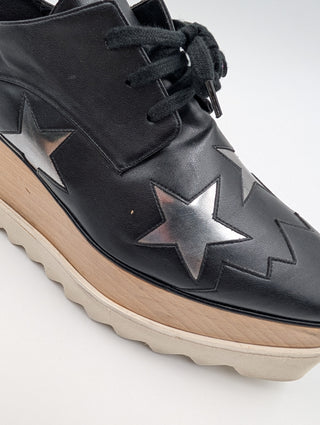 Black Elsye Faux Leather Star Sneakers