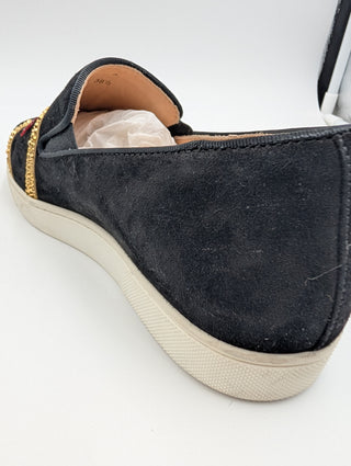 Black "Love" Suede Slip Ons Sneakers