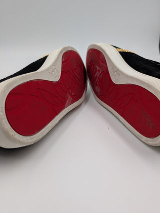 Black "Love" Suede Slip Ons Sneakers