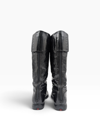 Black Snakeskin High Boots