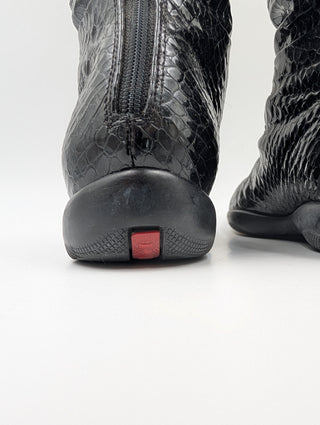 Black Snakeskin High Boots