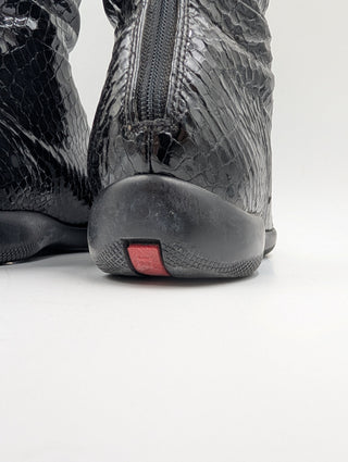 Black Snakeskin High Boots