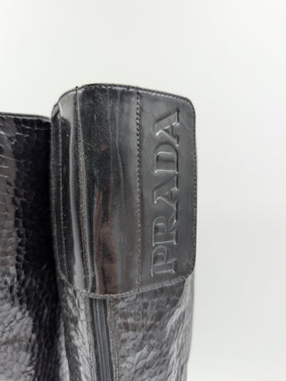 Black Snakeskin High Boots