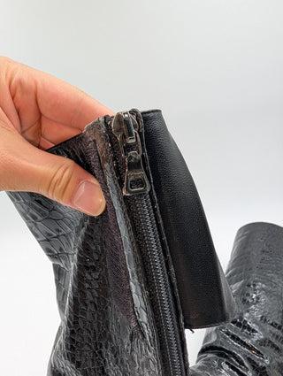 Black Snakeskin High Boots