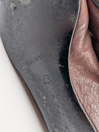 Brown Leather Flat High Boots With Zipper