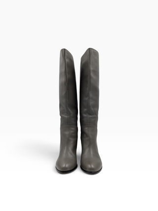 Grey Leather High Boots
