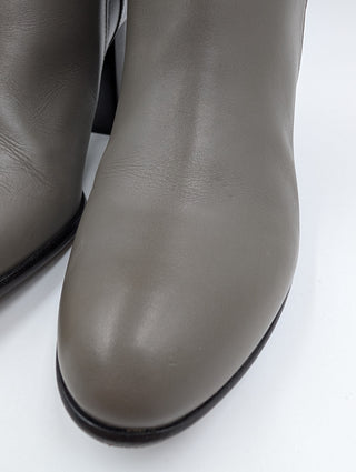 Grey Leather High Boots