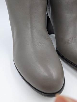 Grey Leather High Boots
