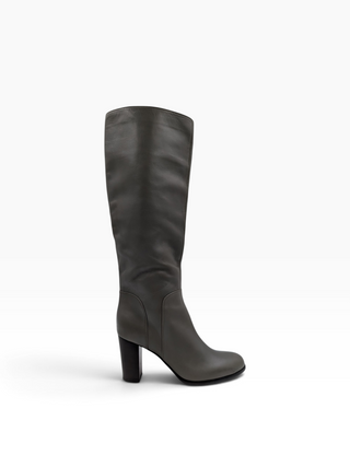 Grey Leather High Boots