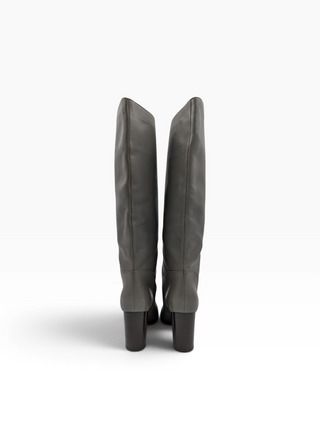 Grey Leather High Boots