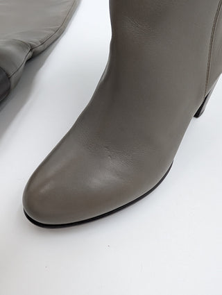 Grey Leather High Boots