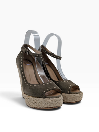 Khaki Espadrille Wedge Platforms