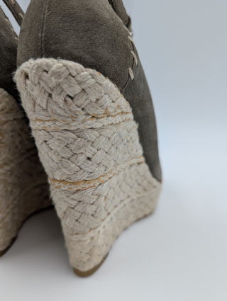 Khaki Espadrille Wedge Platforms