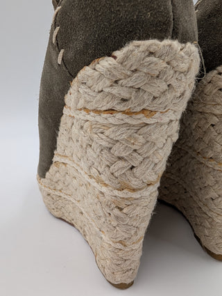 Khaki Espadrille Wedge Platforms