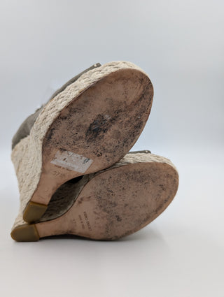 Khaki Espadrille Wedge Platforms